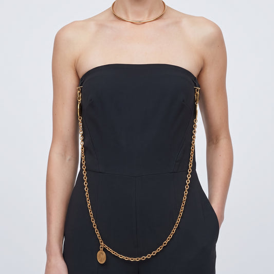 Strapless Chain Detail Jumpsuit