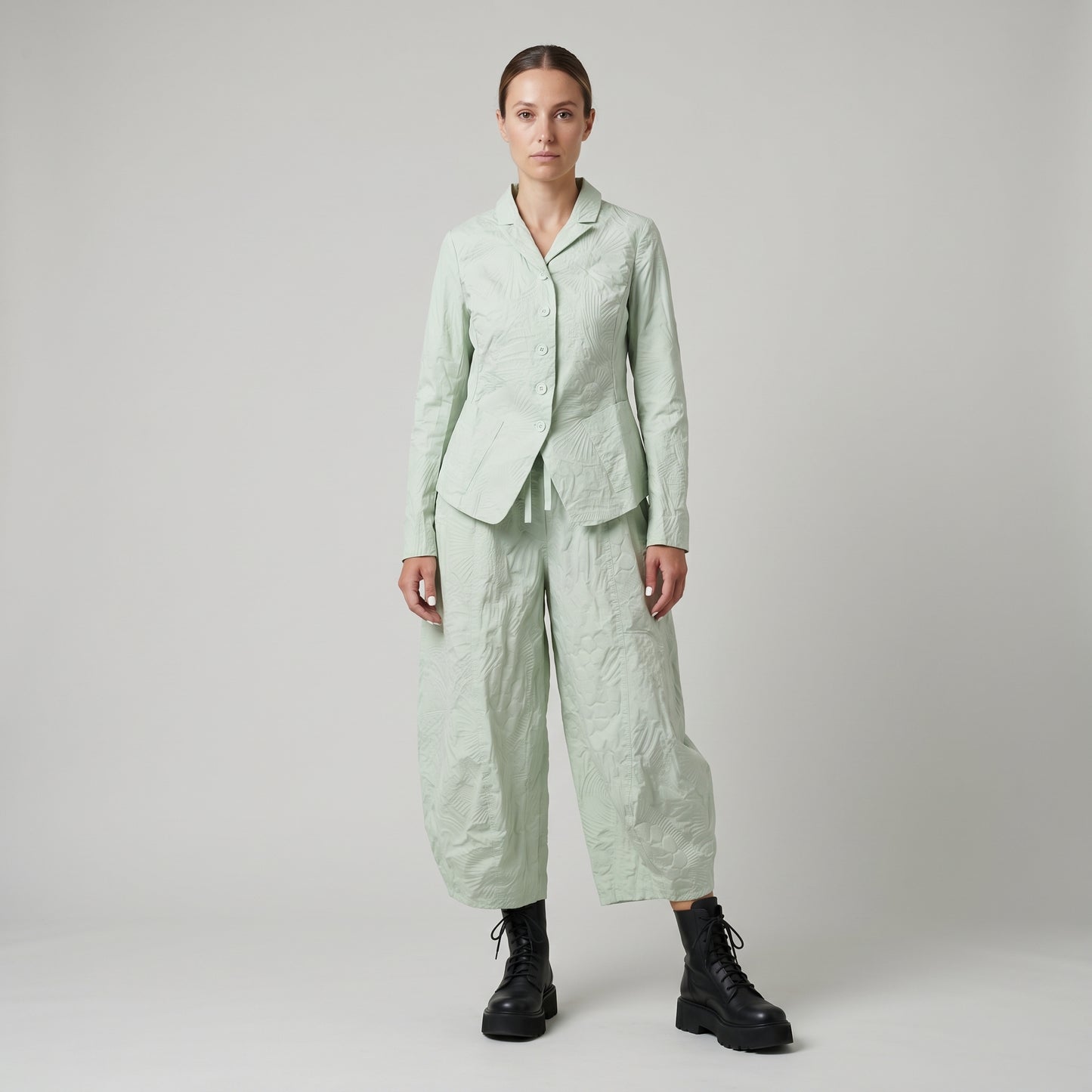 Sage Green Textured Balloon Trousers