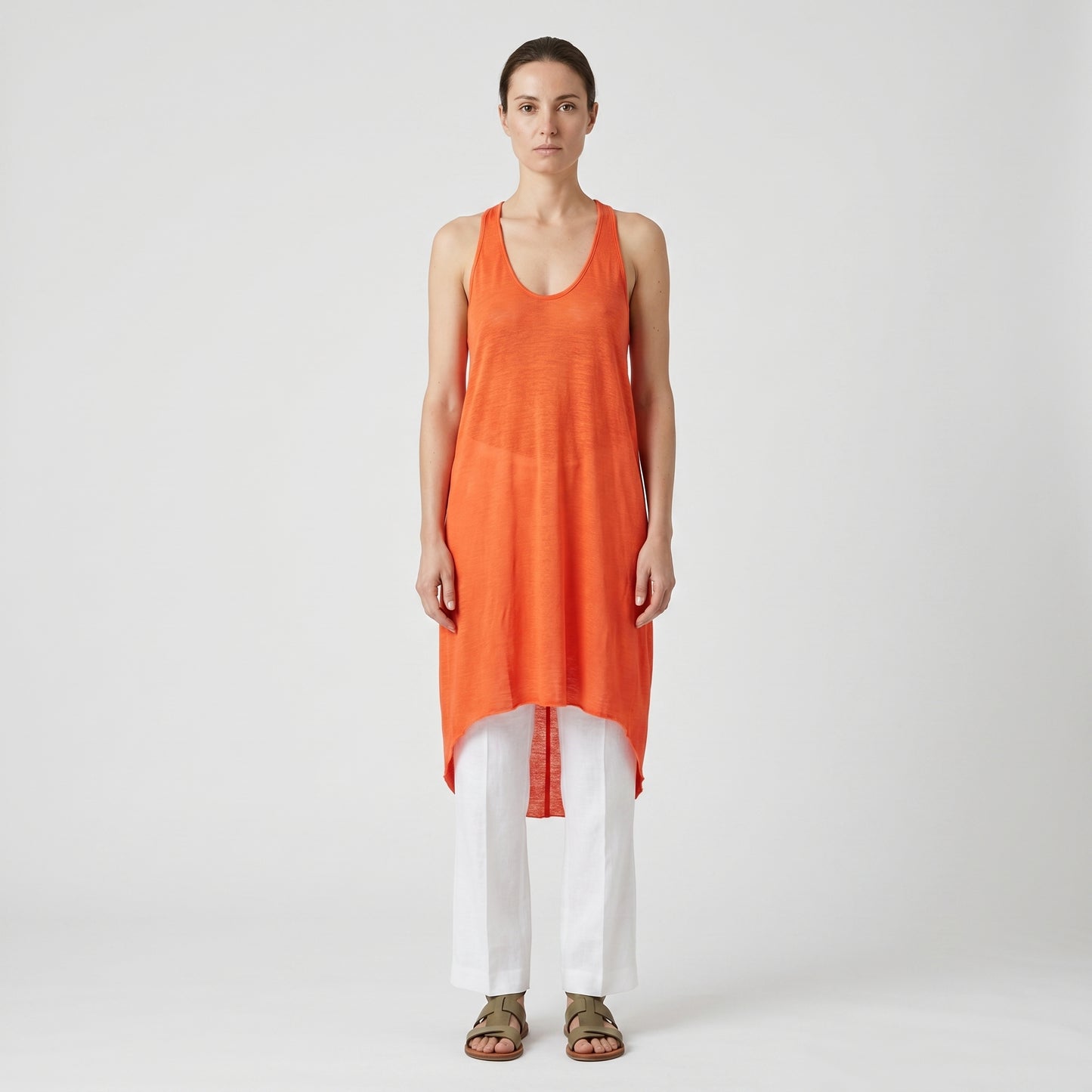 Coral Racerback High-Low Tank Top