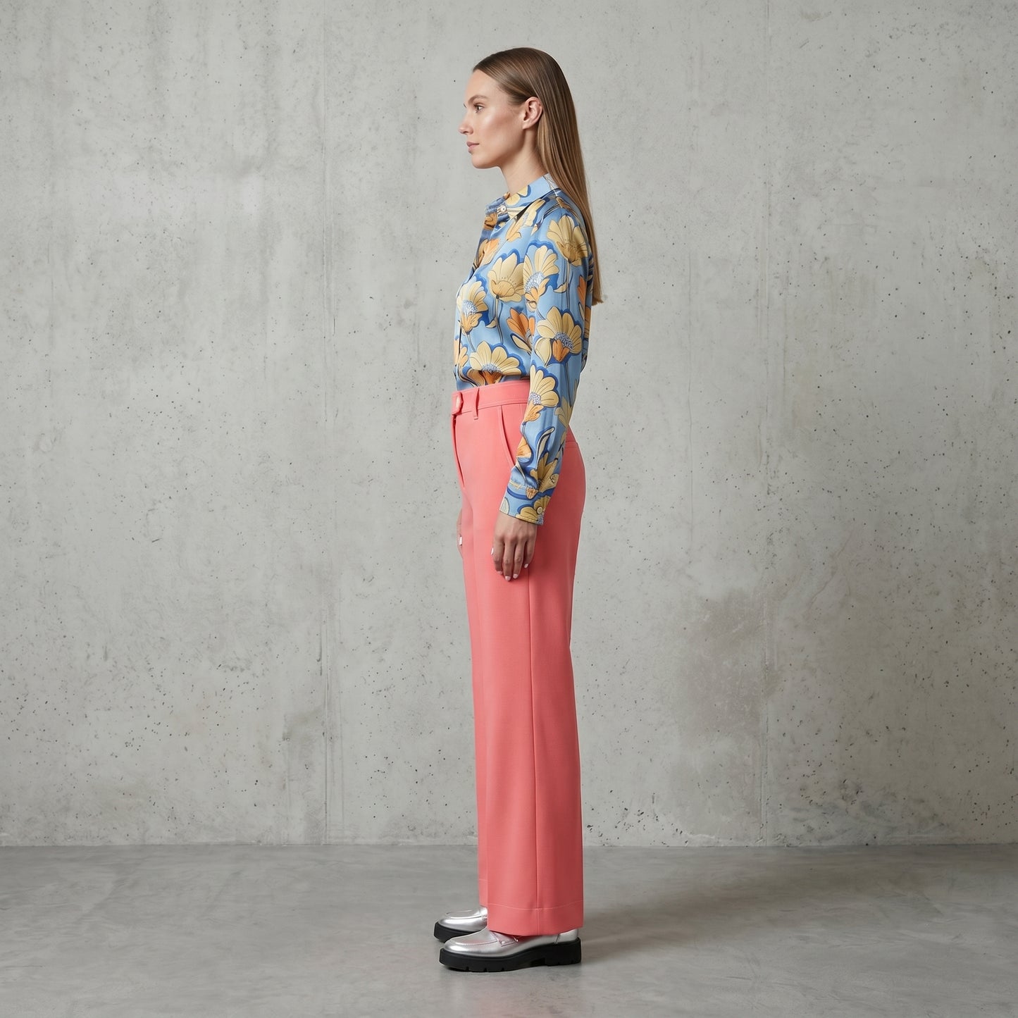 Tailored Coral Pink Cuffed Trousers