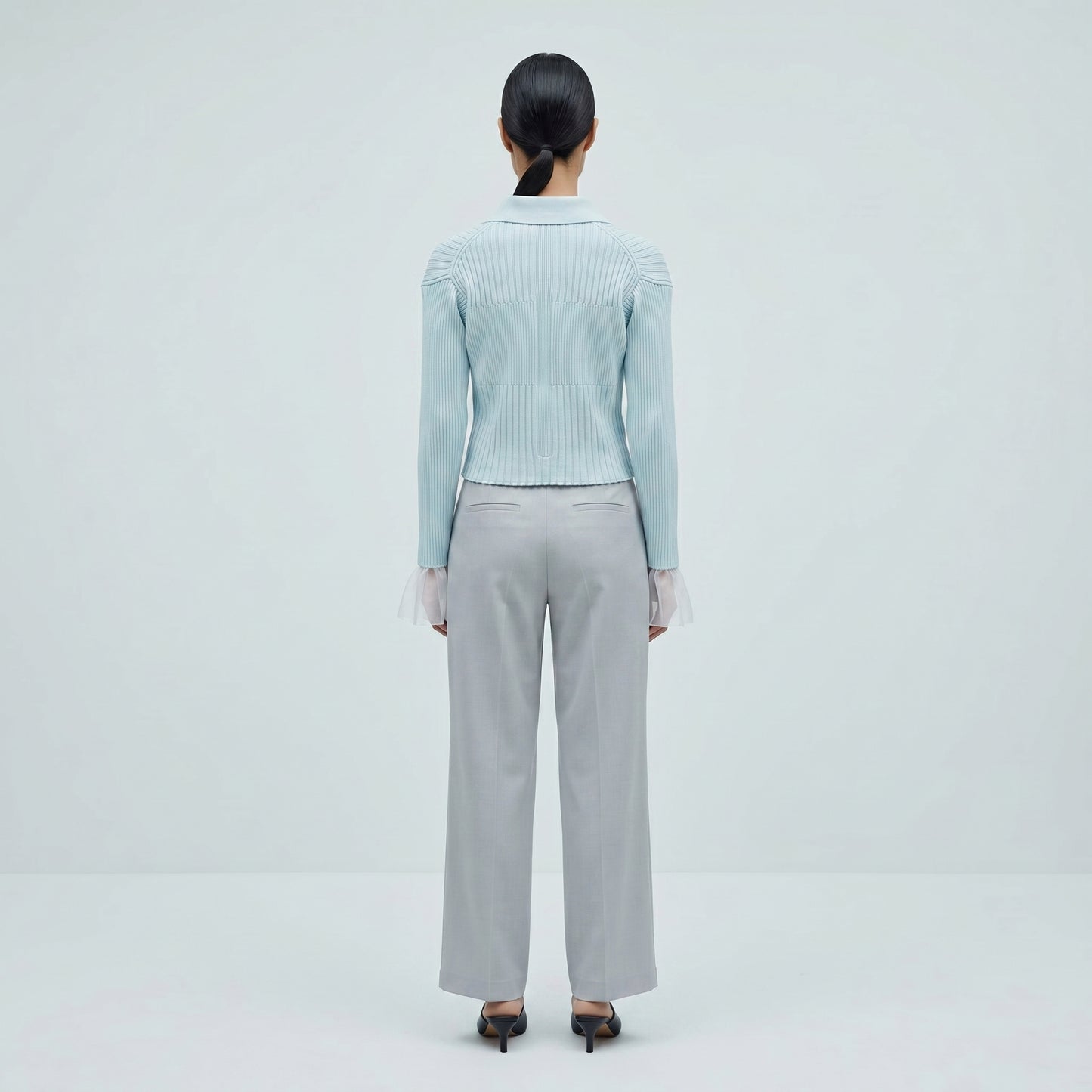 Ribbed Collared Knit Cardigan