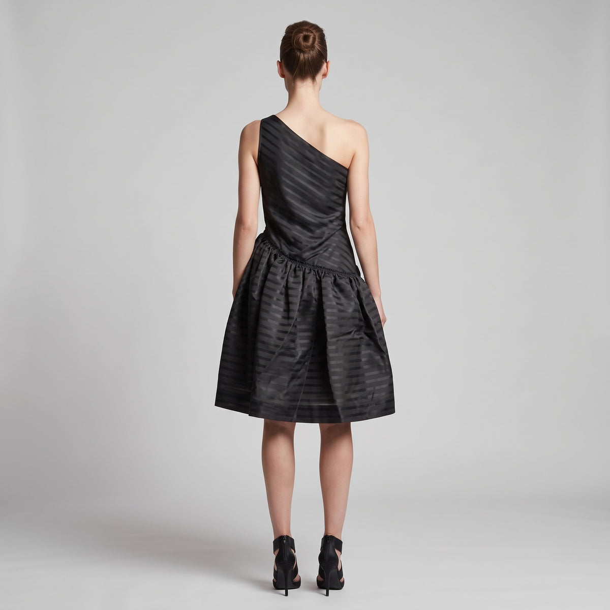 One-Shoulder Striped Cocktail Dress