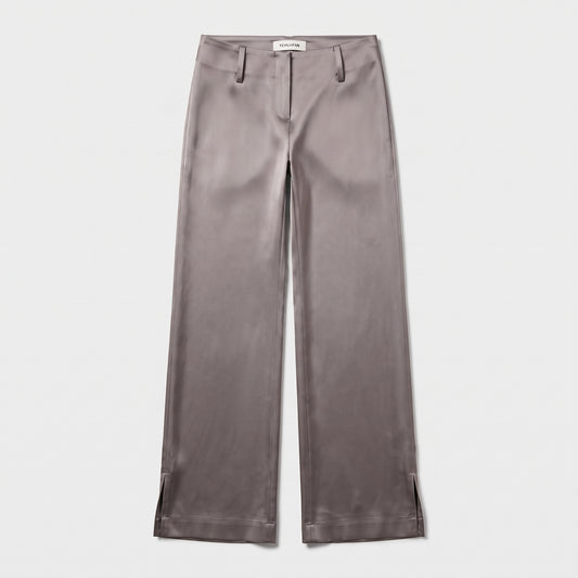 Satin High-Waisted Wide-Leg Trousers