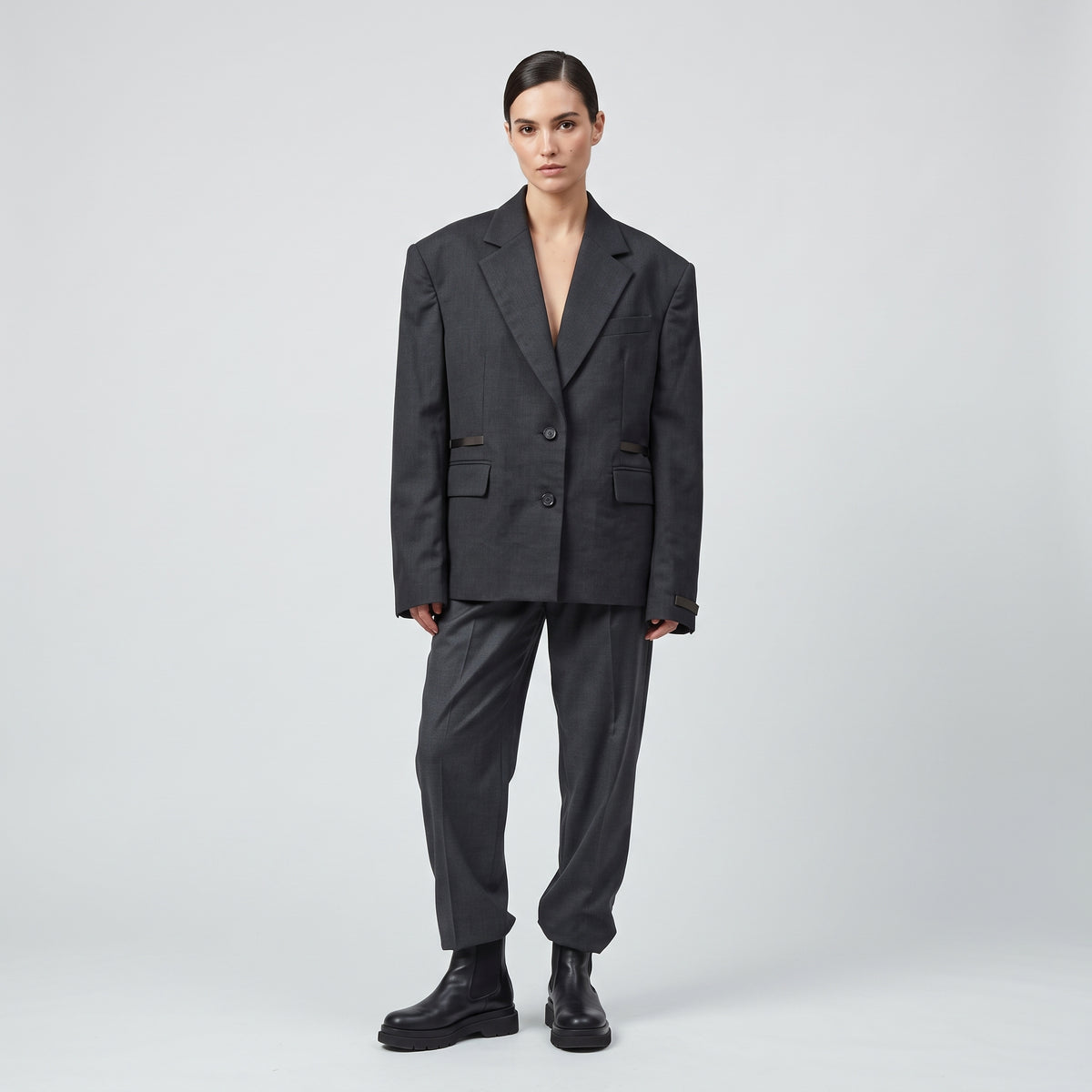 Tailored Charcoal Utility Blazer