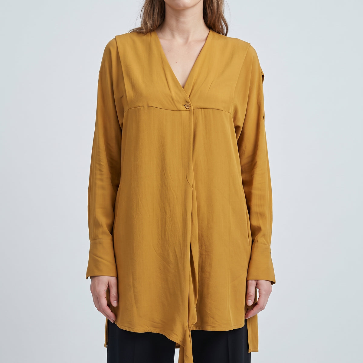 Mustard V-Neck Wrap Tunic