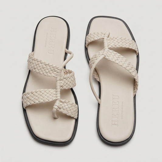 Woven Leather Thong Sandals