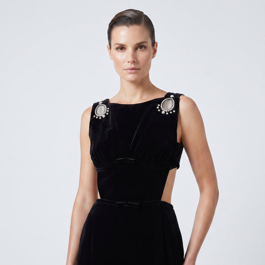 Embellished Velvet Cutout Gown