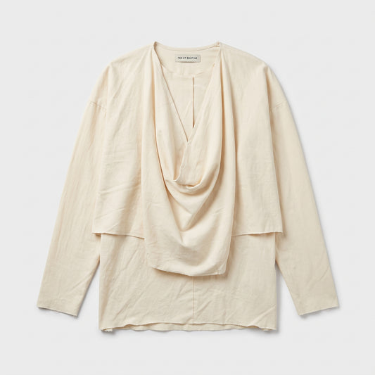Draped Cowl Neck Cotton Top