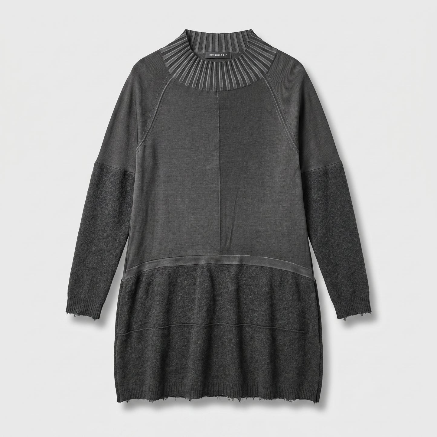 Textured Panel Long Knit Sweater