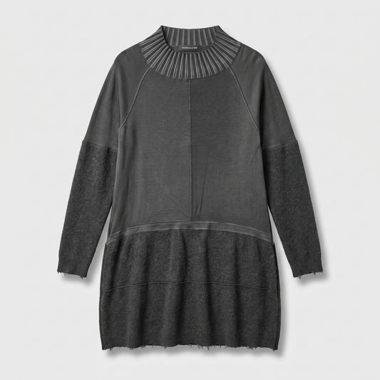 Textured Panel Long Knit Sweater