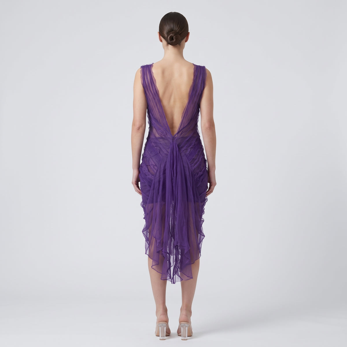 Ethereal Ruffled Purple Tulle Dress