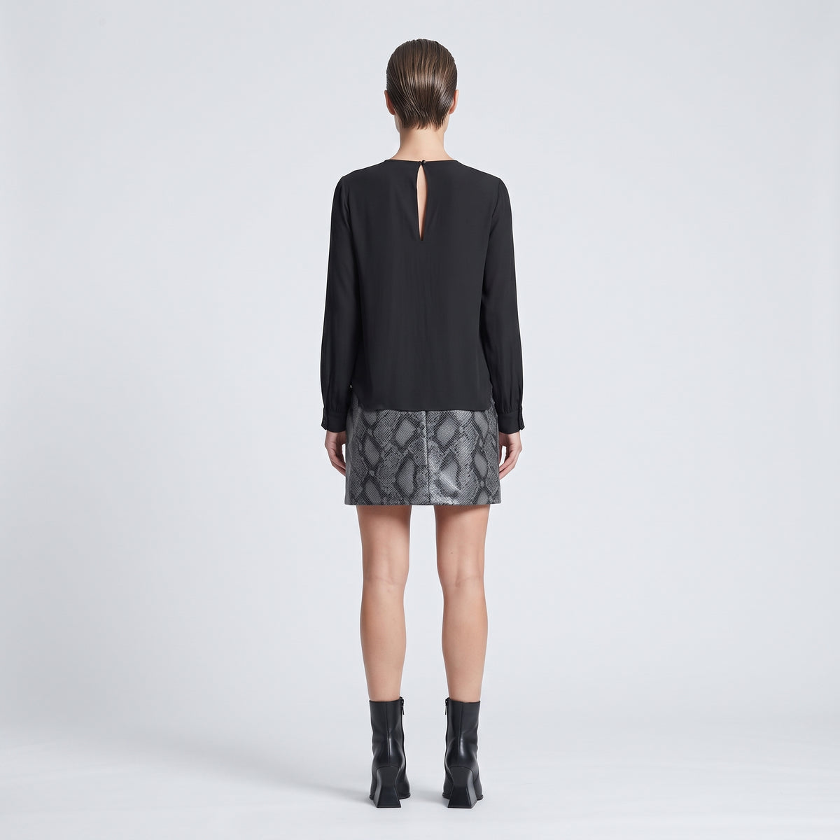 Embellished Snakeskin Print Mini Dress