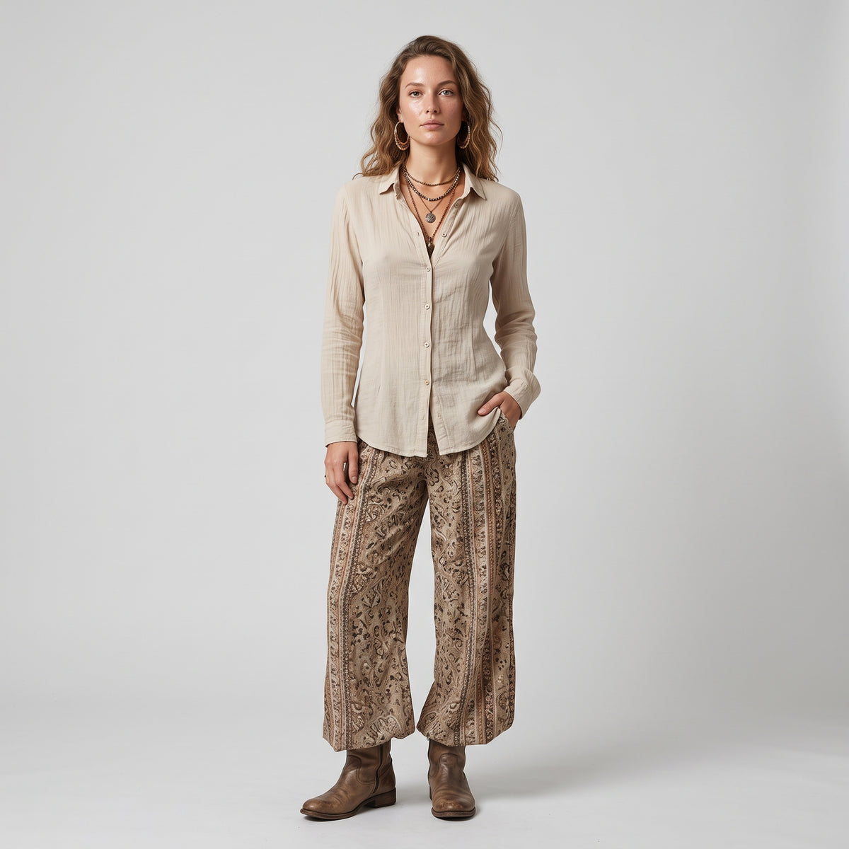 Classic Beige Button-Down Shirt