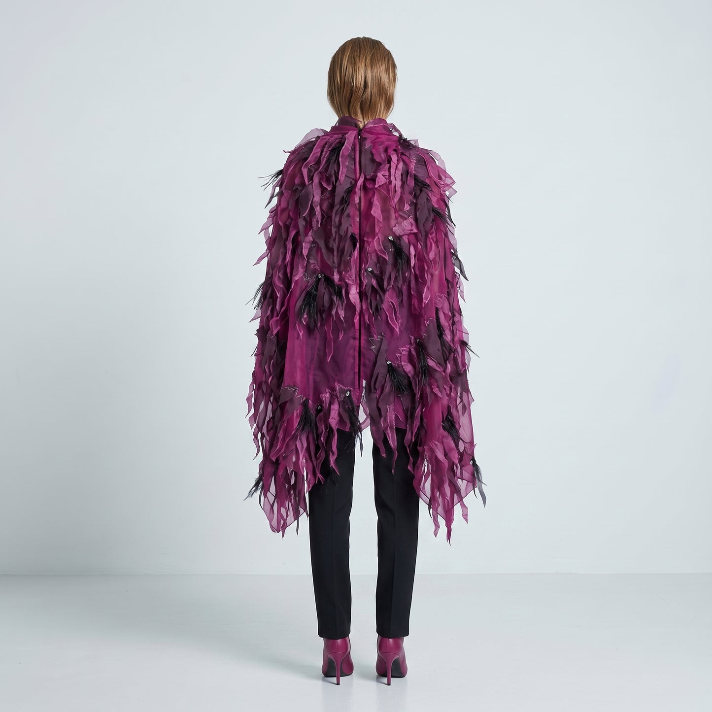 Fringed Magenta Organza Cover-Up