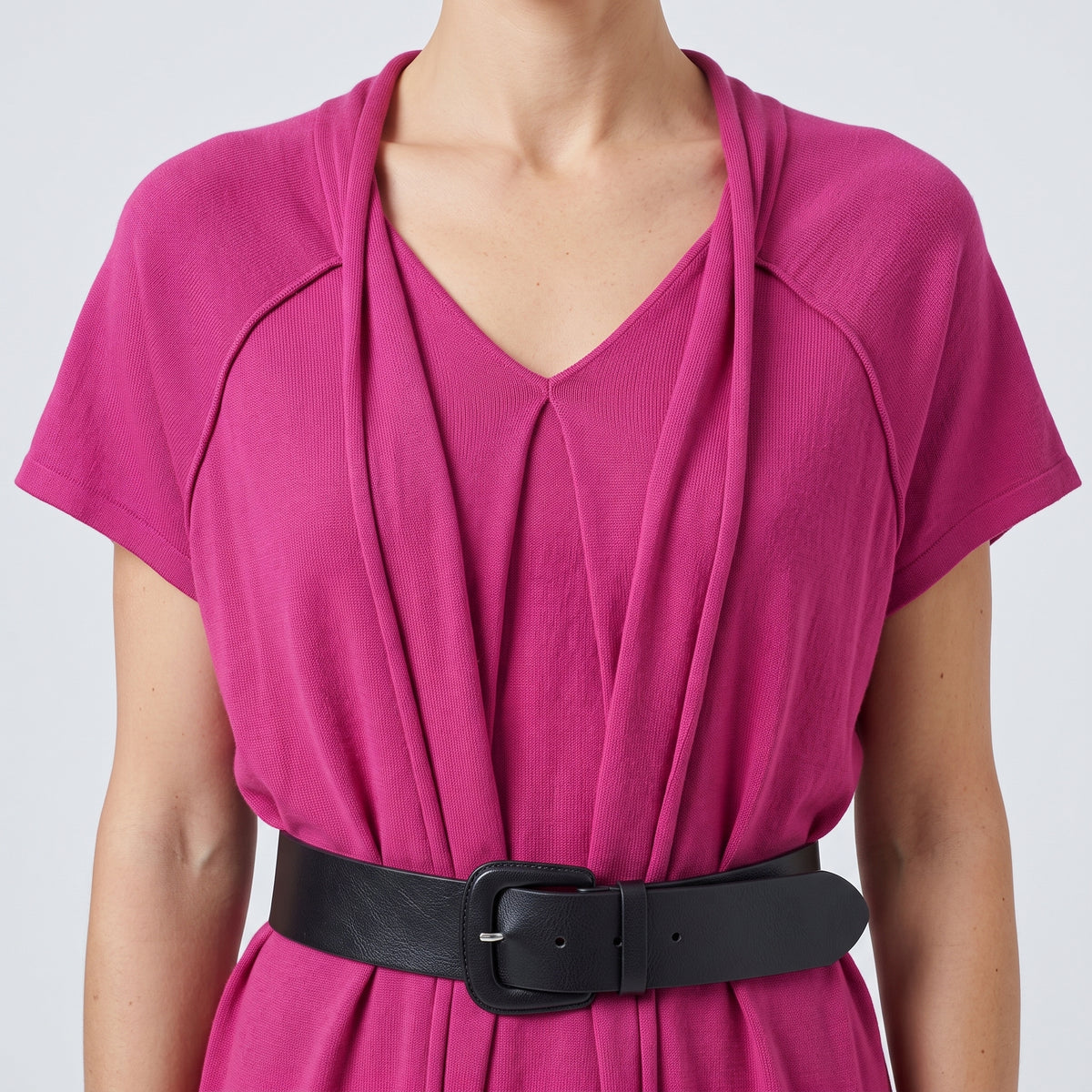 Magenta Tie-Neck Knit Tunic