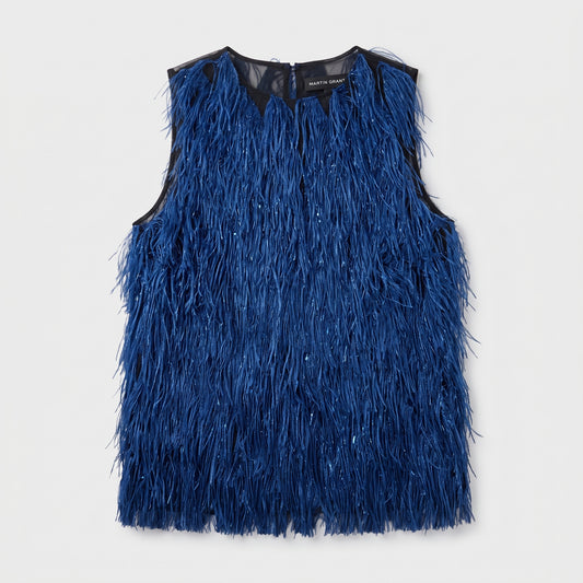 Cobalt Blue Fringe Embellished Top