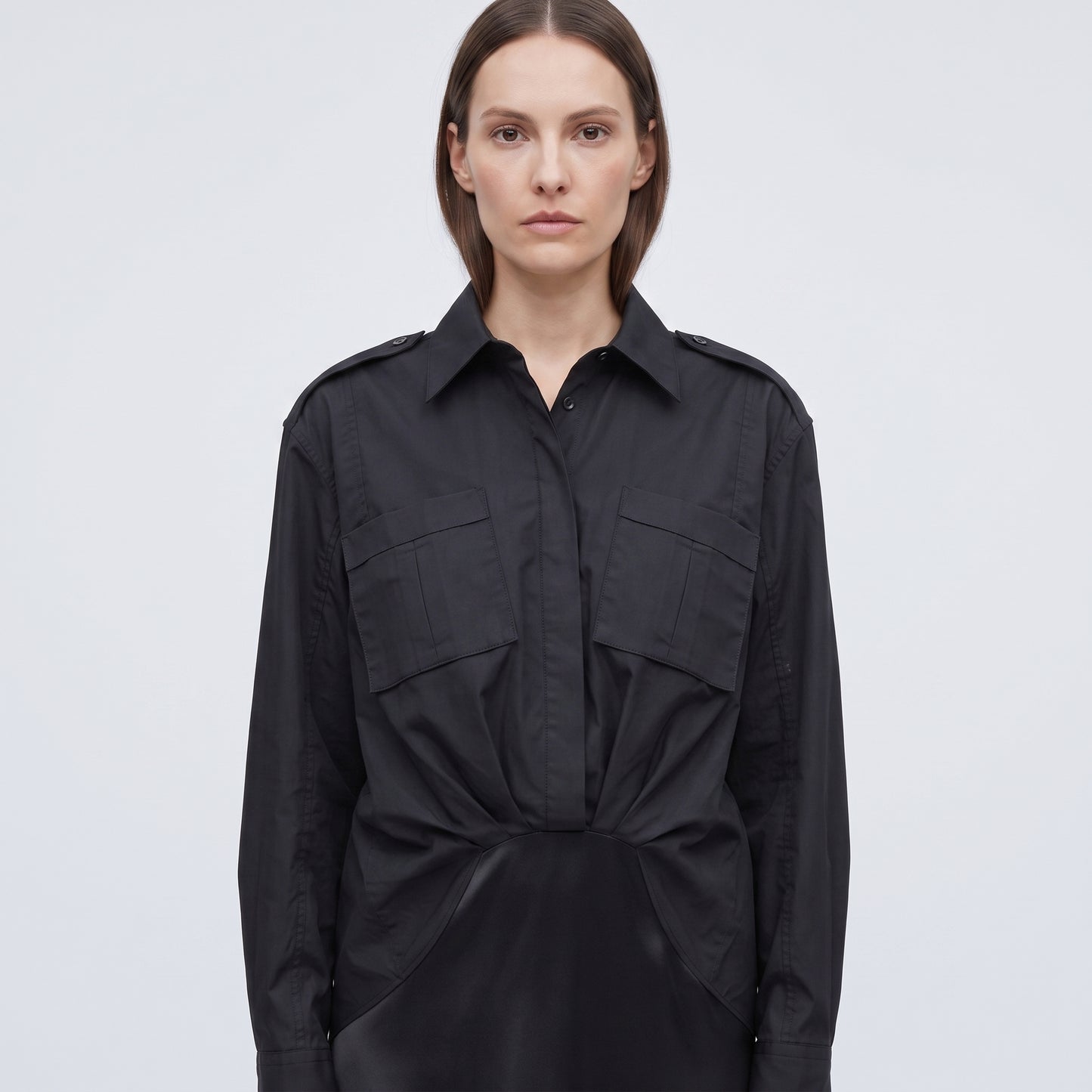 Hybrid Utility Silk Shirt Dress