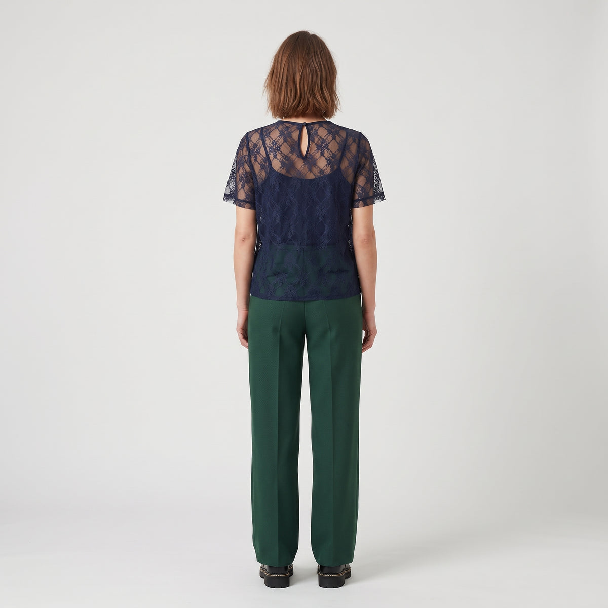 Embellished Navy Lace Top