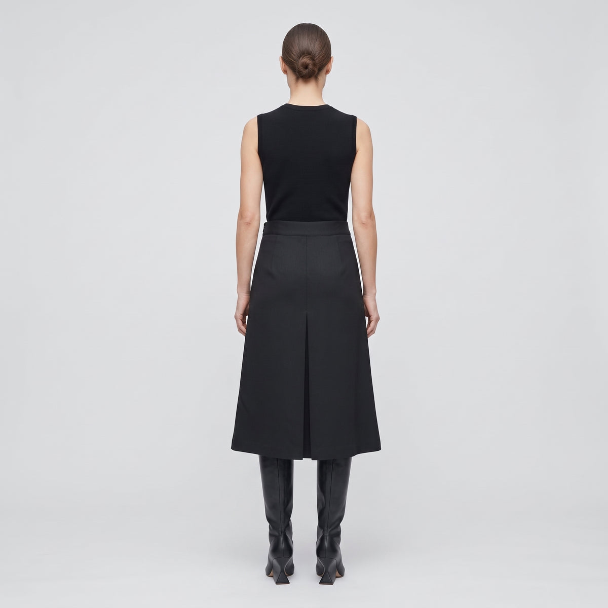Tailored Black Pleated Skirt