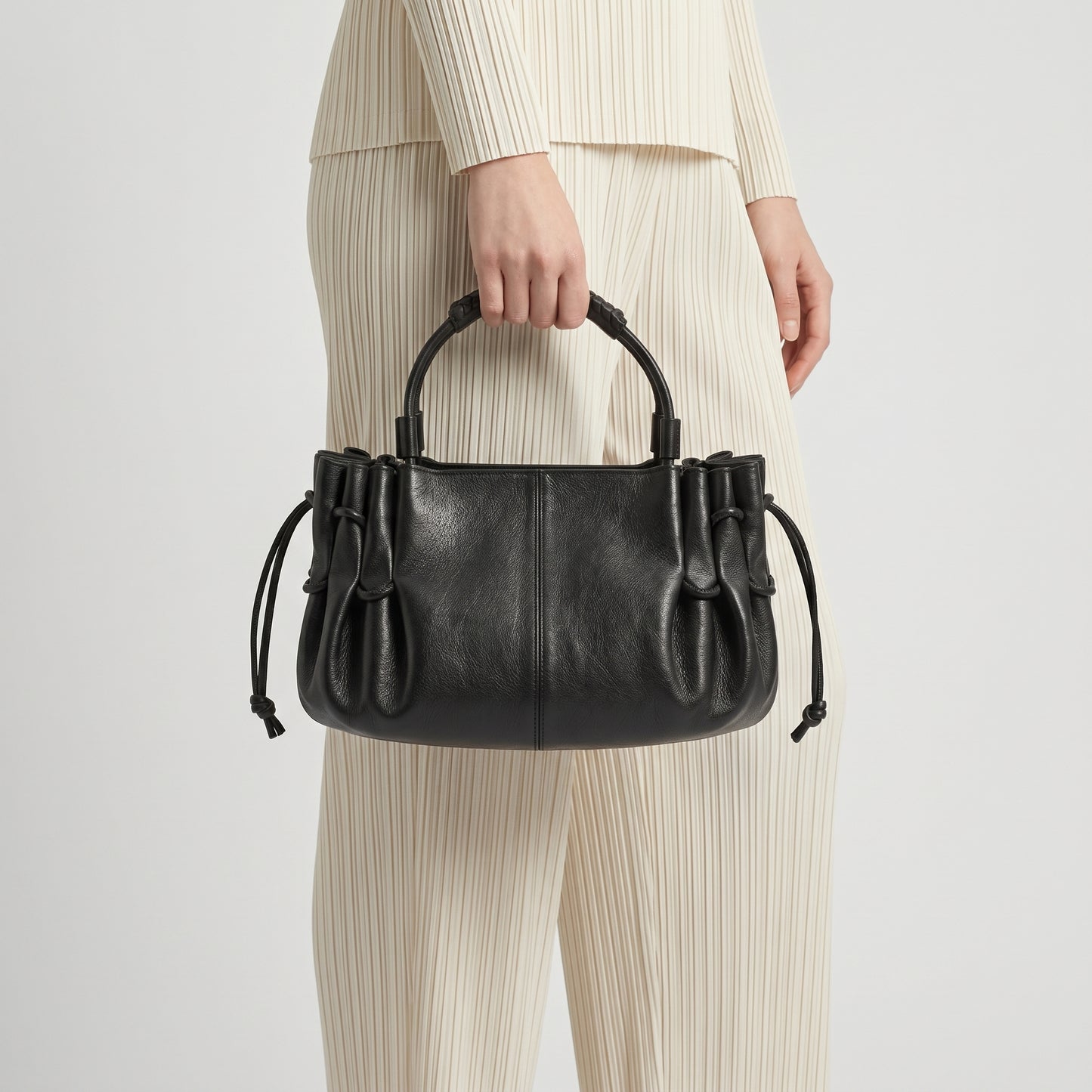 Arta Ruched Leather Handbag