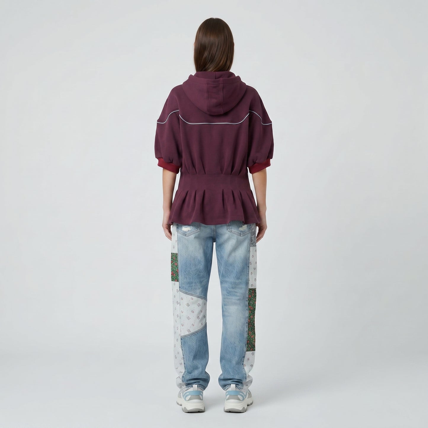 Hooded Snap-Front Peplum Top