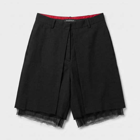 Tailored Black Layered Shorts