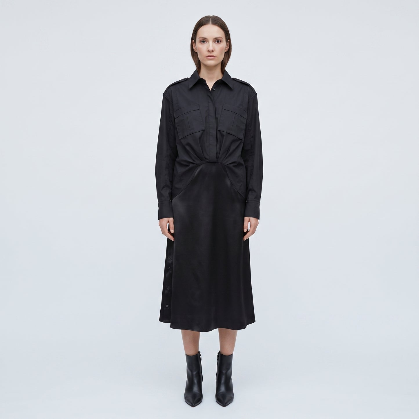 Hybrid Utility Silk Shirt Dress