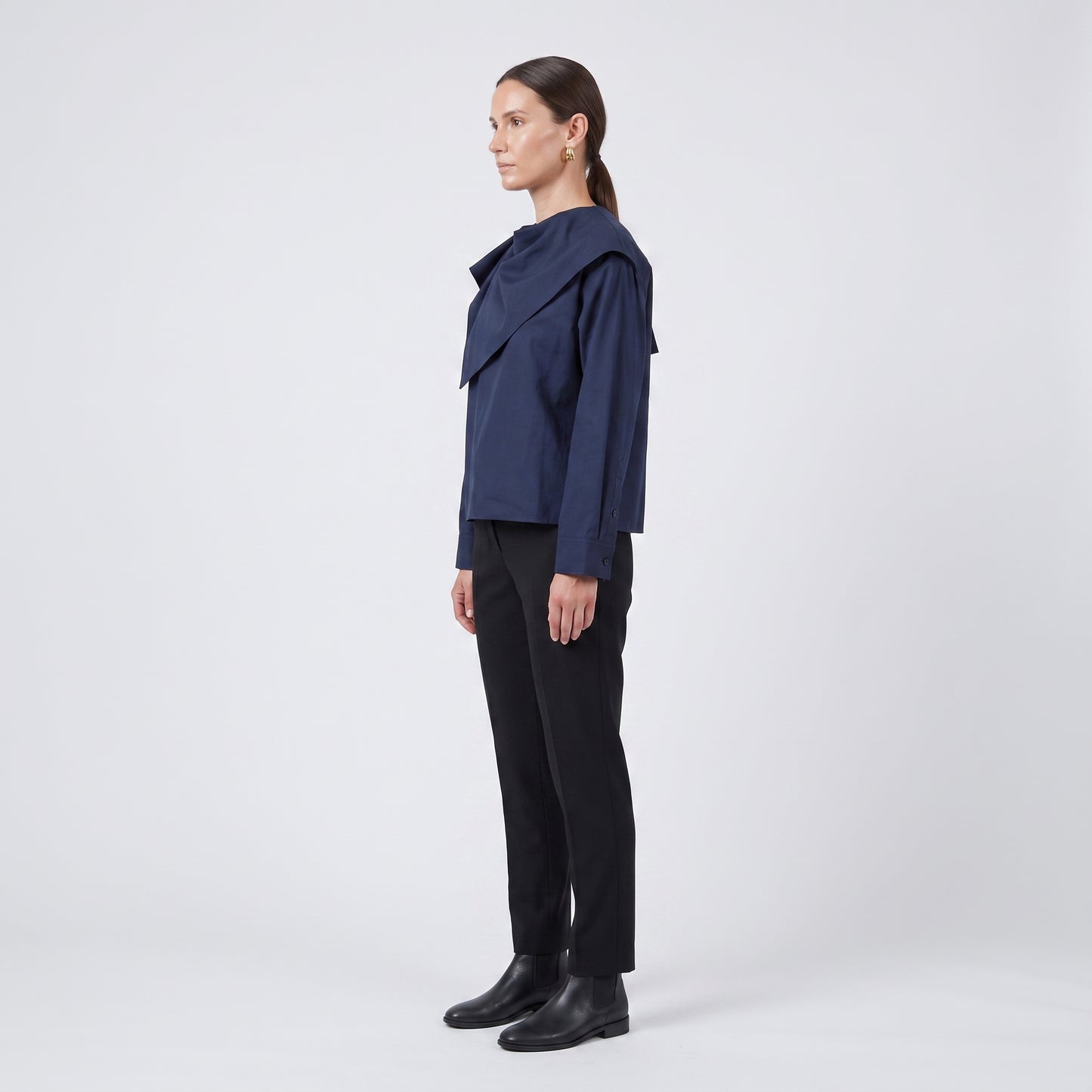 Draped Mock Neck Blouse