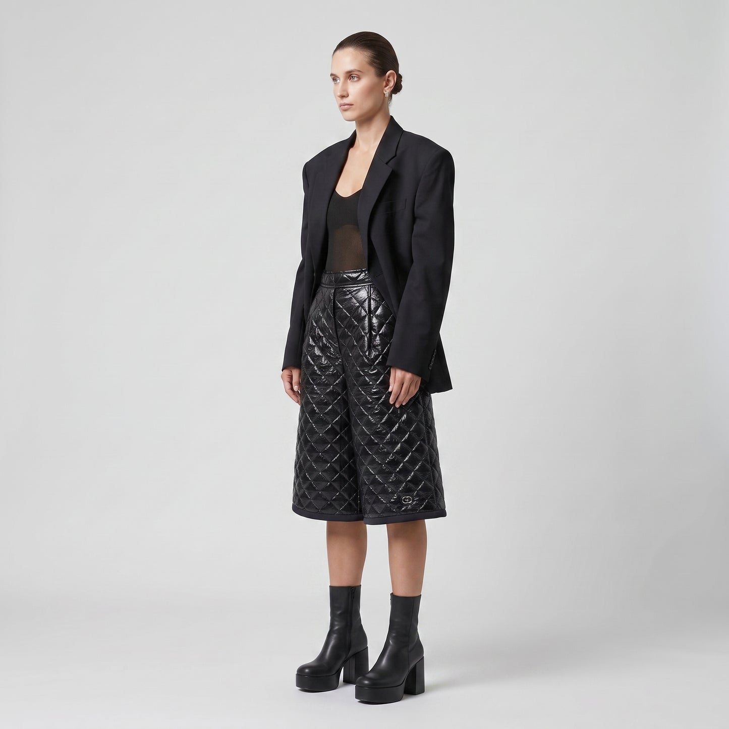 Quilted High-Waist Culottes