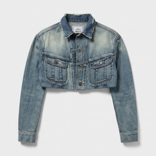 Distressed Cropped Denim Jacket