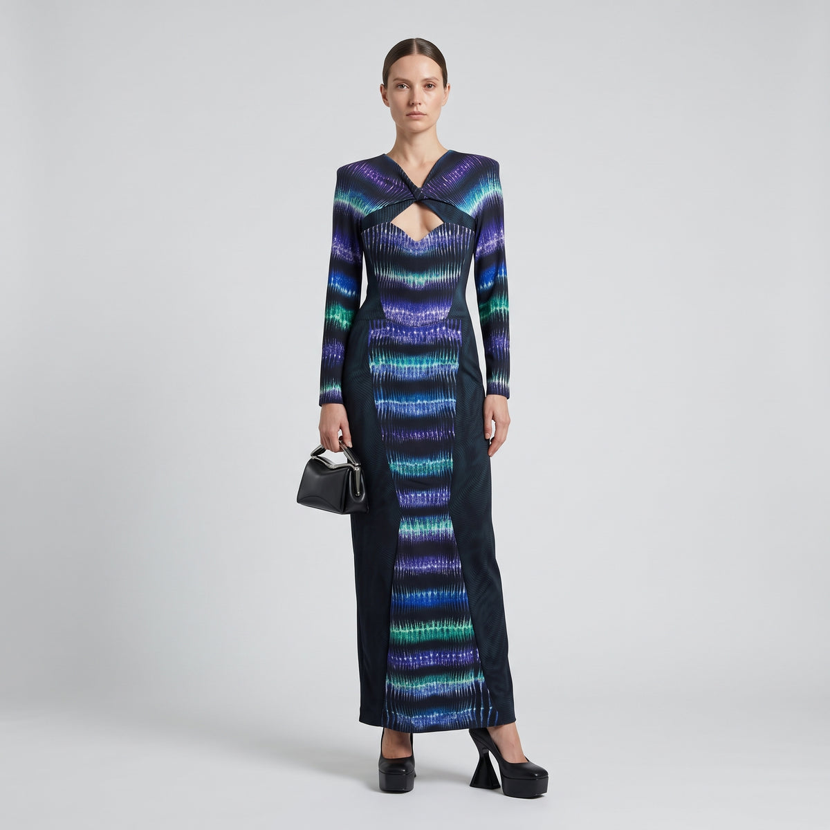 Abstract Print Cutout Midi Dress