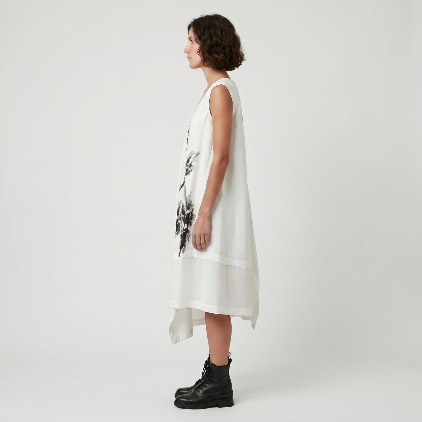 Asymmetric Graphic V-Neck Dress