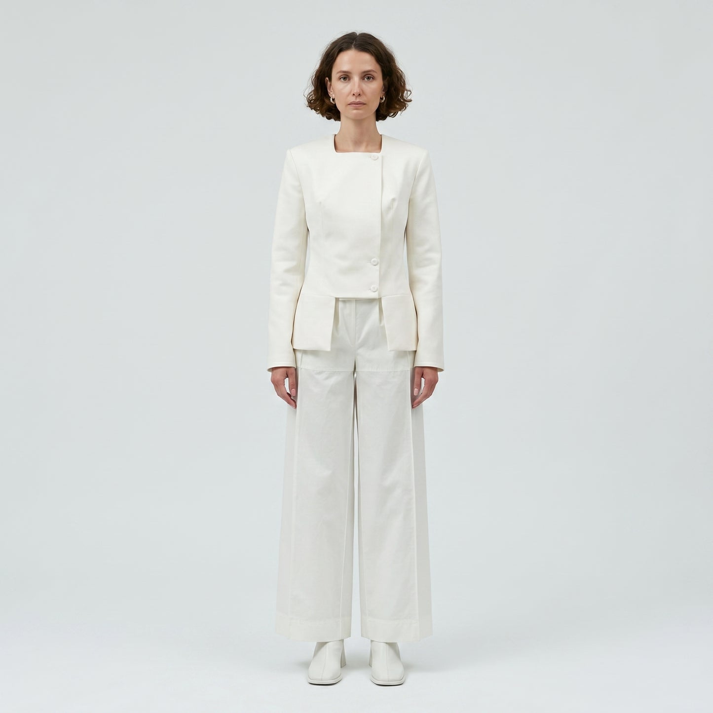 Collarless Asymmetric Tailored Jacket