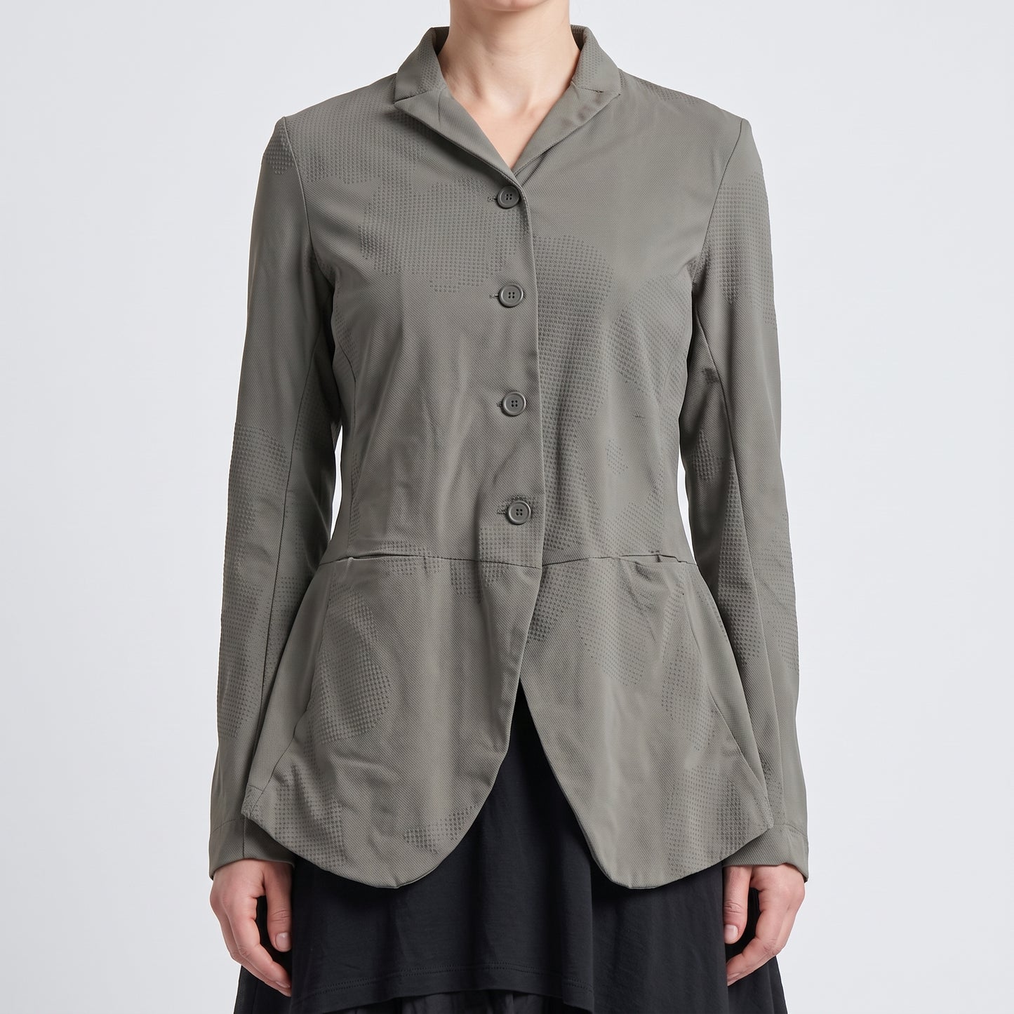 Textured Tailored Buttoned Jacket