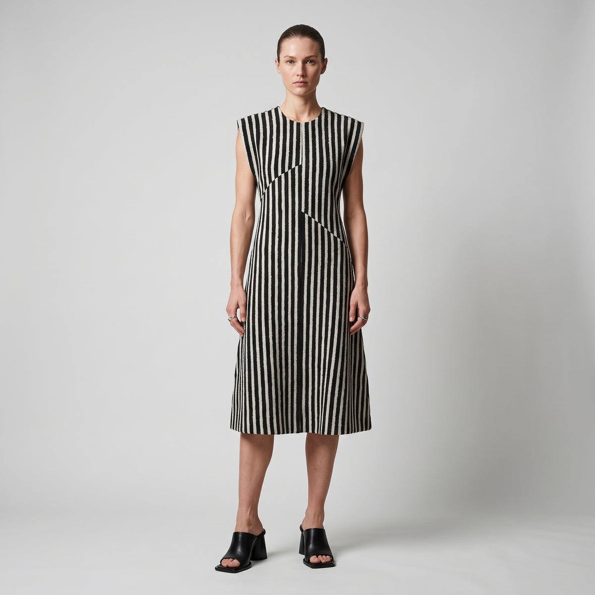 Structured Striped Sleeveless Dress