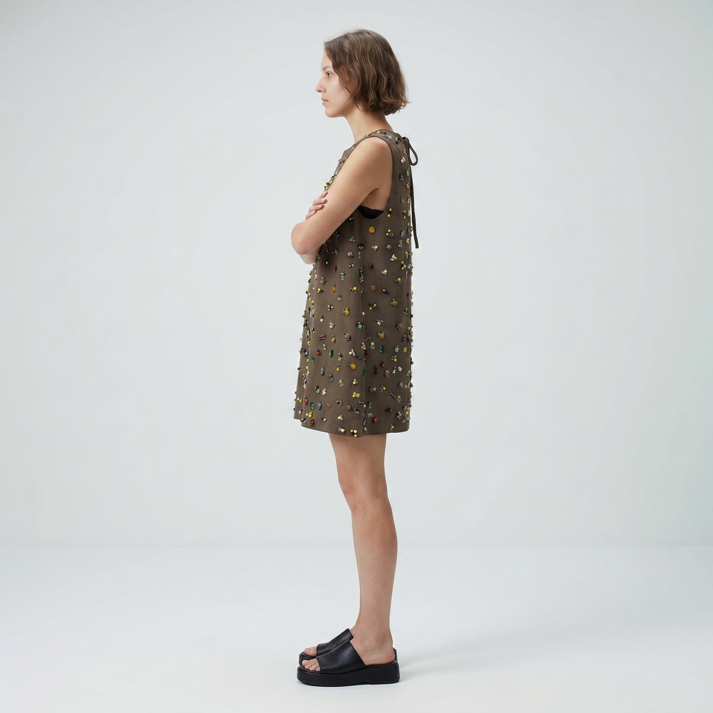 Embellished Sleeveless Shift Dress