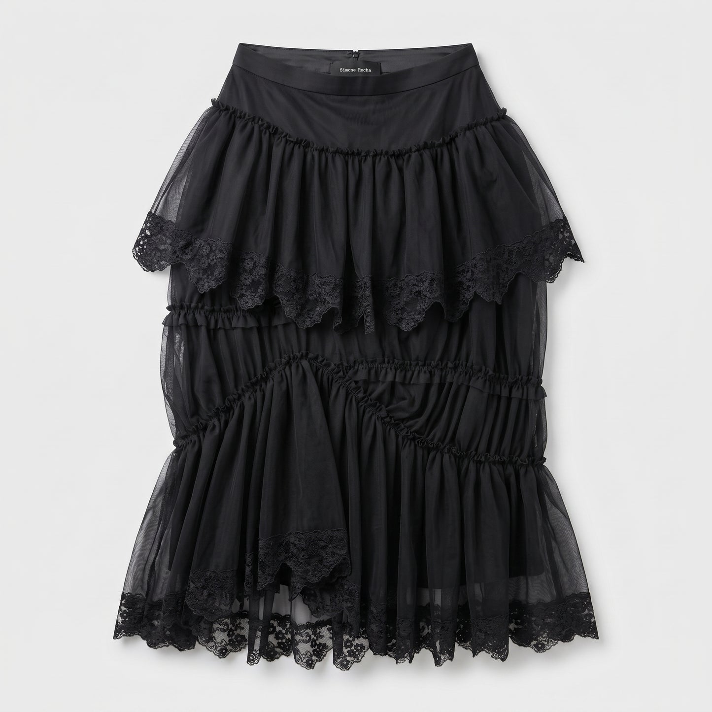 Tiered Tulle Lace Midi Skirt