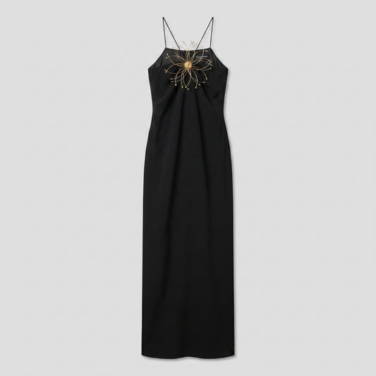 Embellished Crepe Maxi Dress