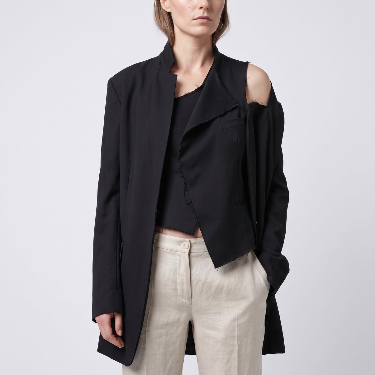 Tailored Linen Straight Leg Trousers