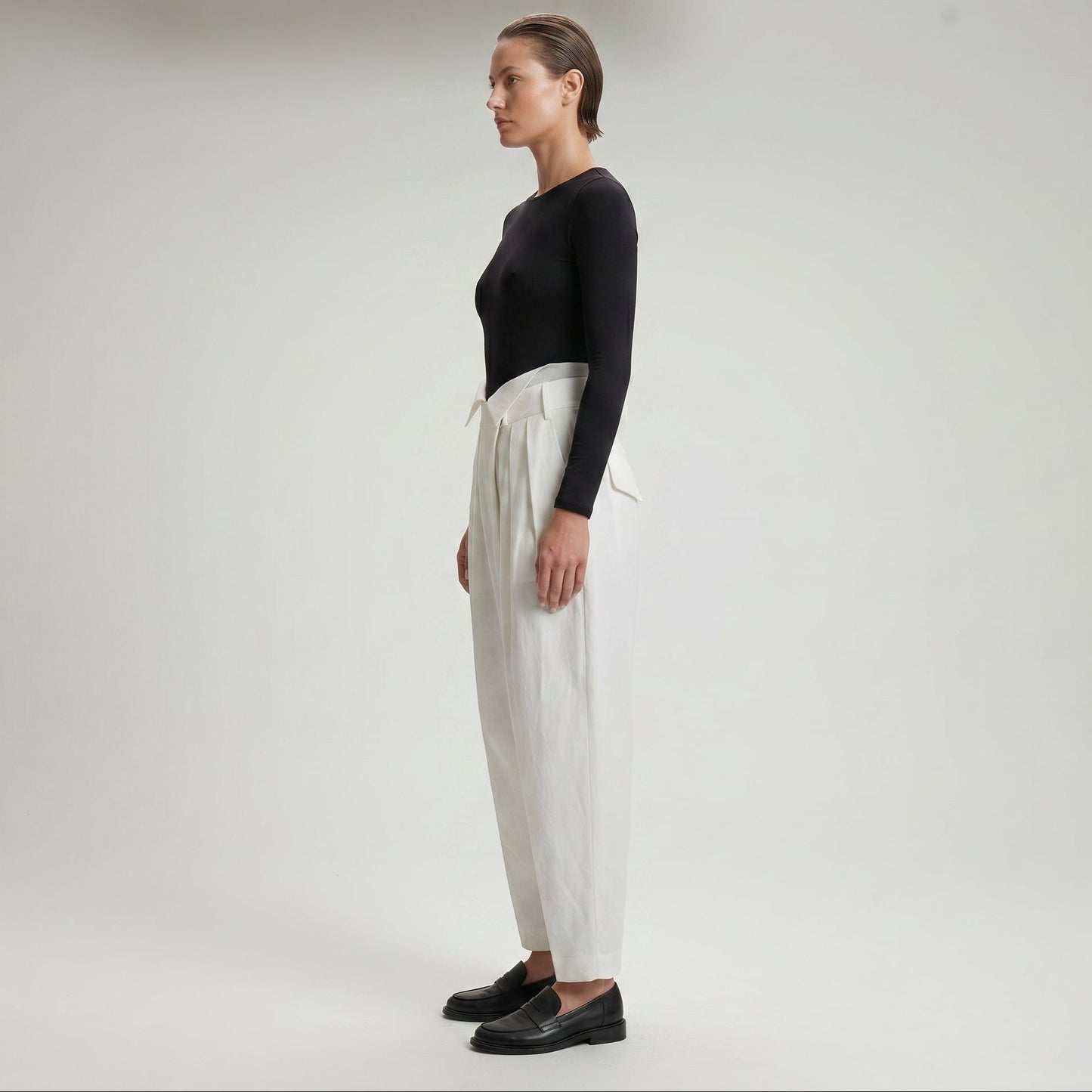 High-Waisted Tailored Paperbag Trousers