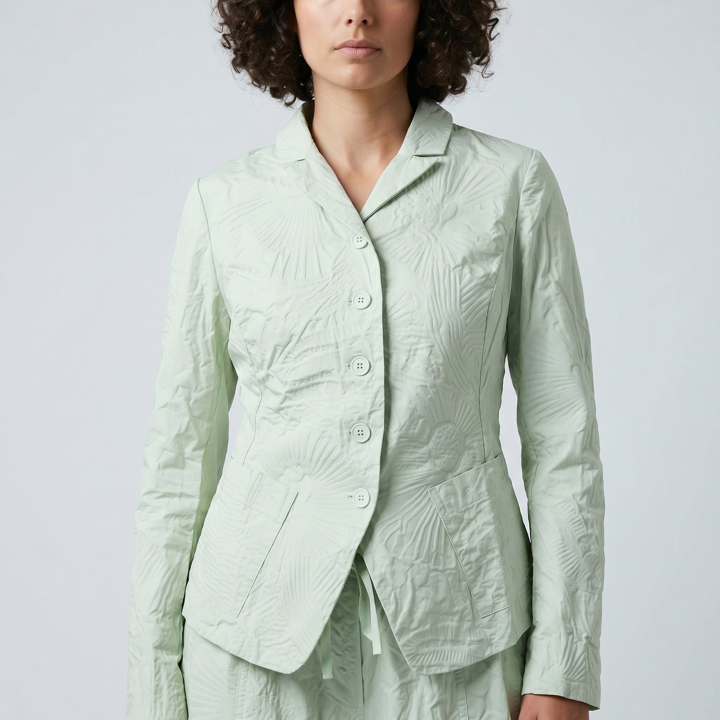 Crinkled Floral Textured Blazer