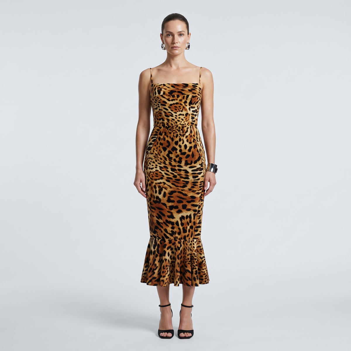 Leopard Print Midi Slip Dress