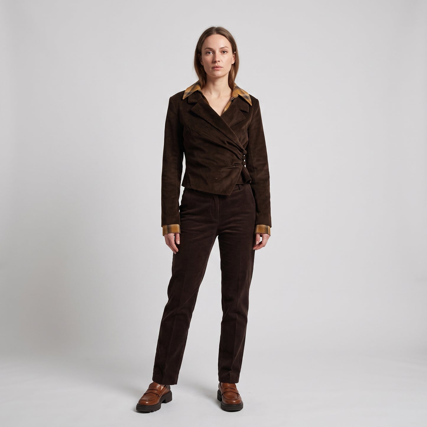 Structured Corduroy Wrap Jacket