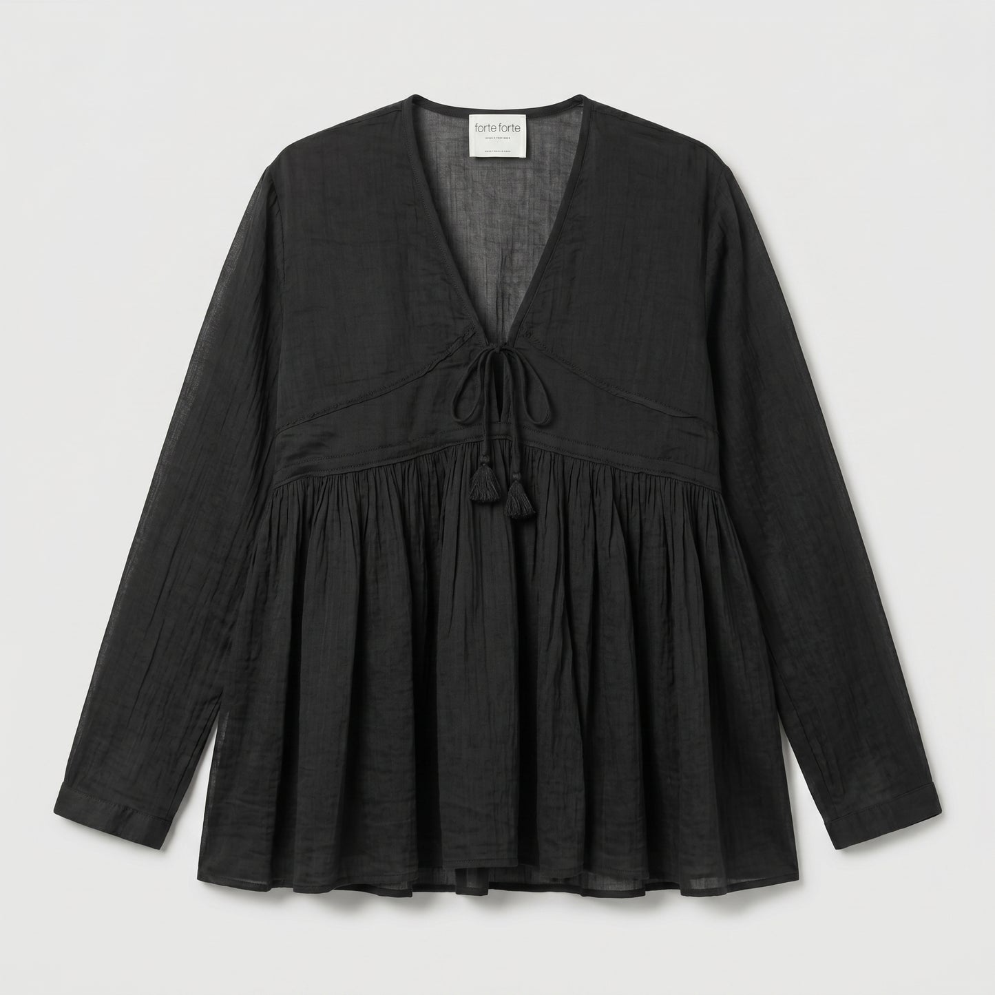 Black Gauze V-Neck Blouse