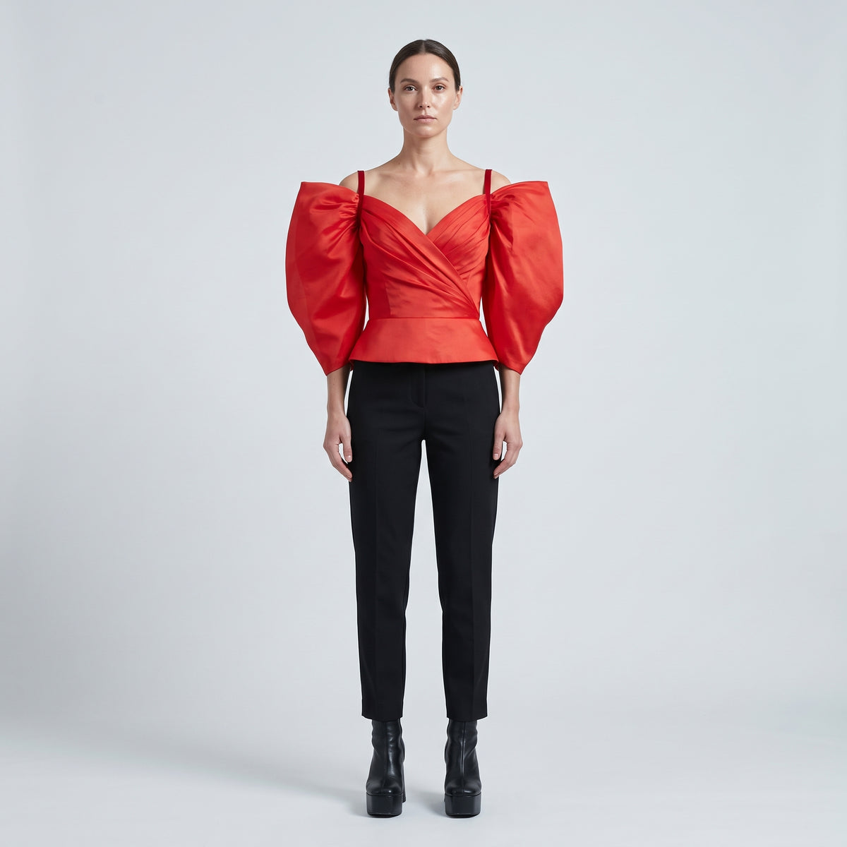 Dramatic Red Puff Sleeve Top