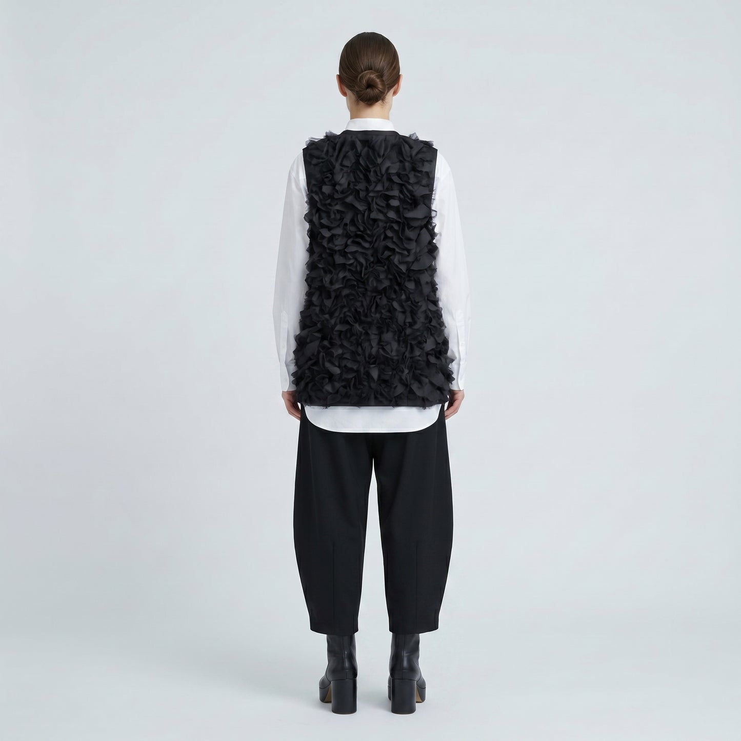 Avant-Garde Black Ruffled Vest