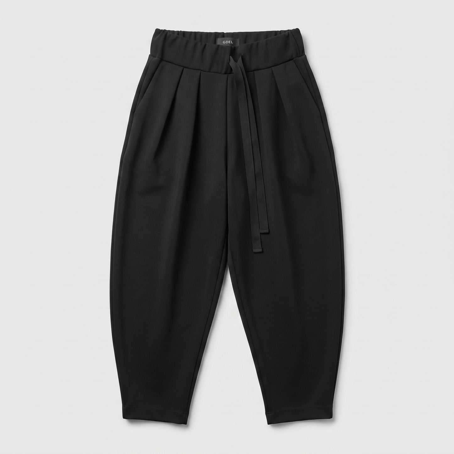 Black Pleated Cropped Trousers