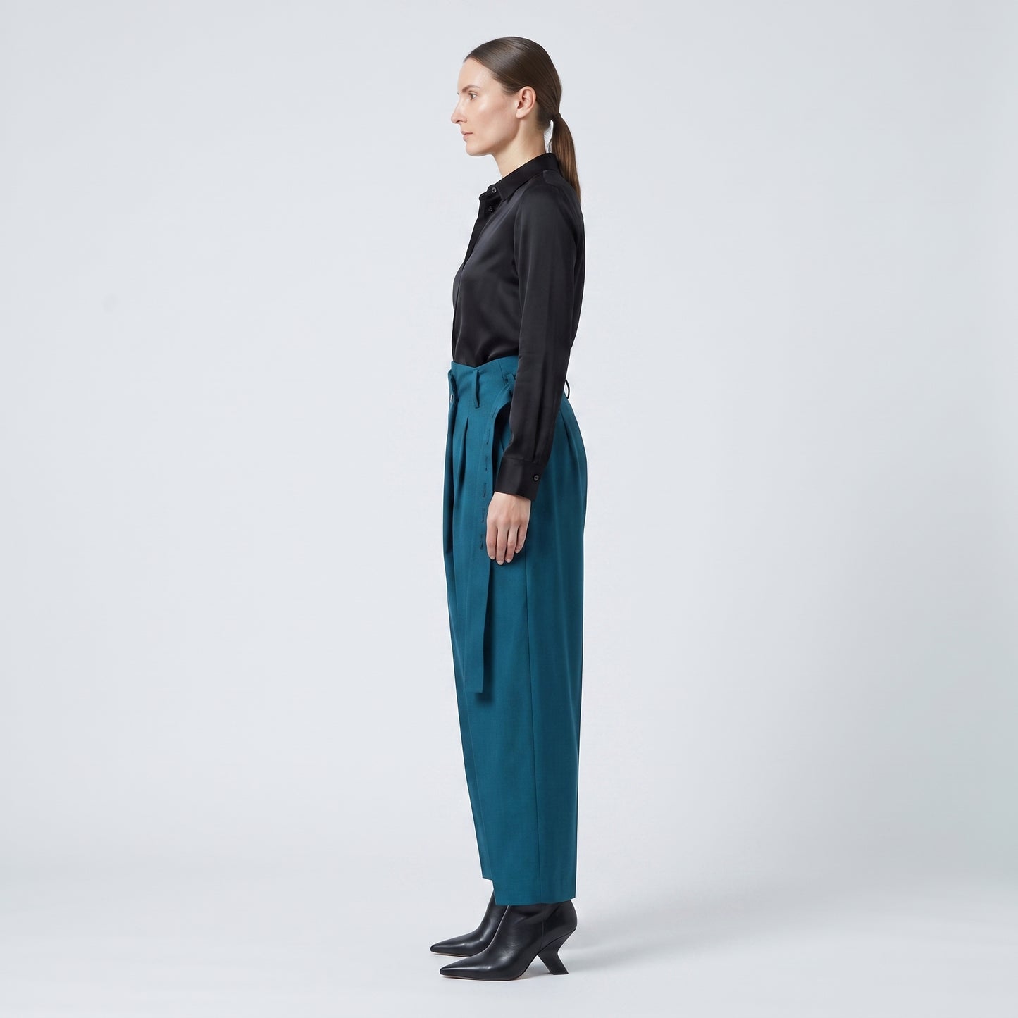 High-Waisted Asymmetric Tailored Trousers