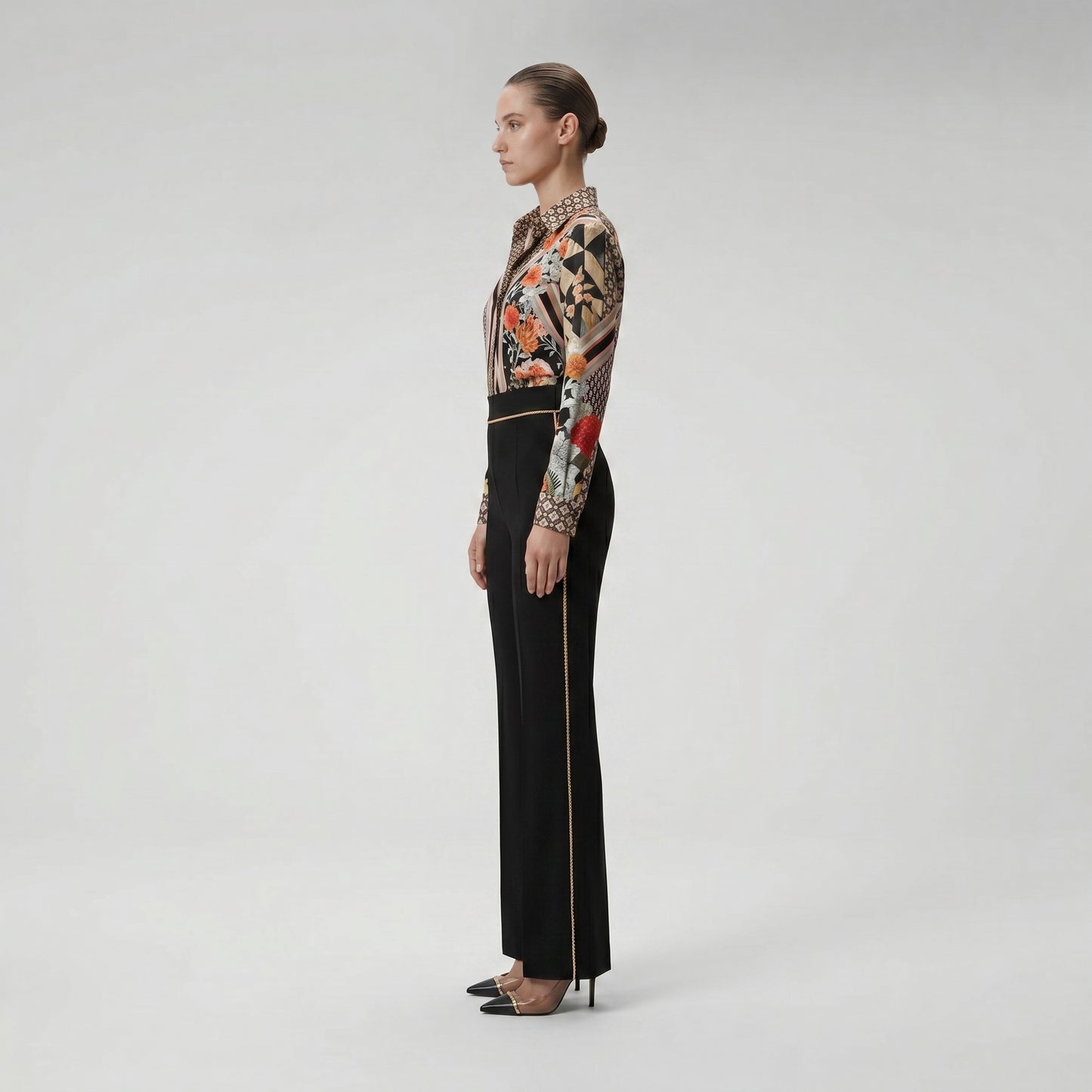 Piped High-Rise Trousers