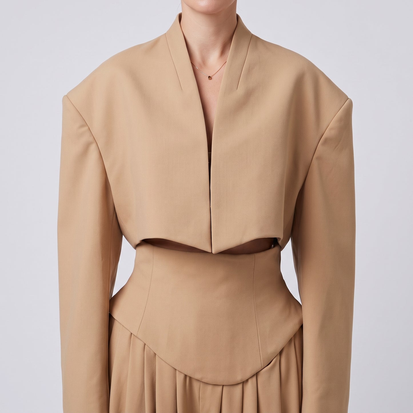 Tailored Cropped Camel Jacket